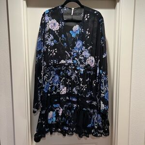 Free People Black Floral Tunic